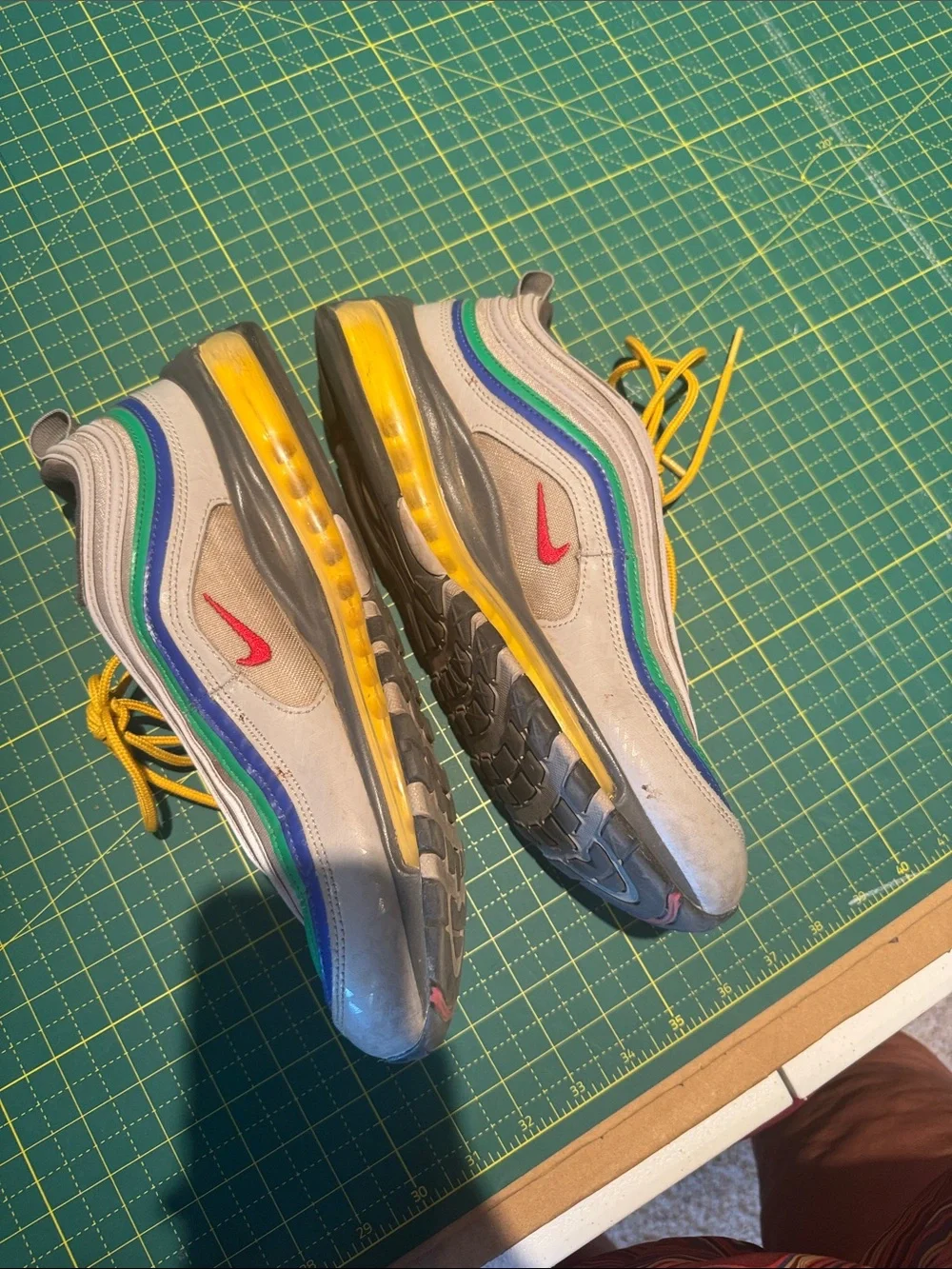 Nike Multicolor Air Max with Yellow Laces and Red Swoosh